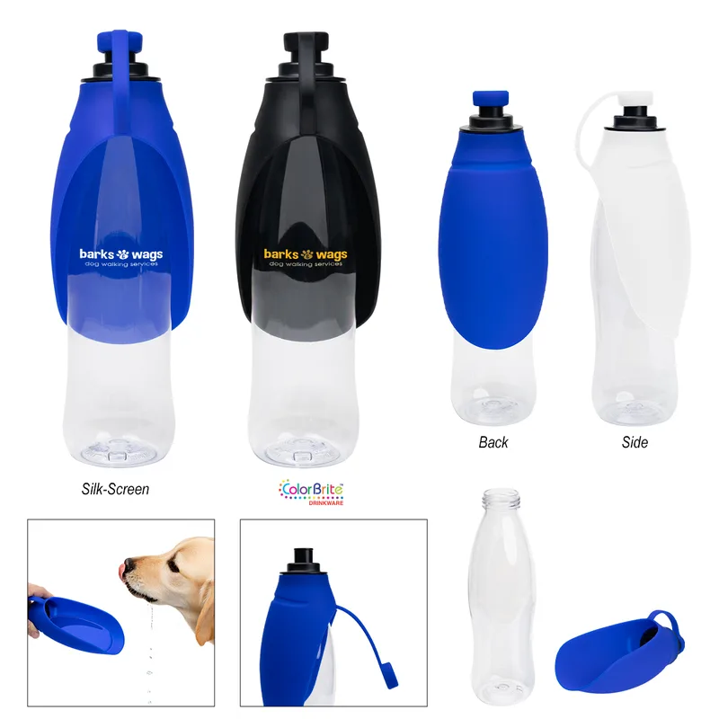 21 Oz. Recycled Pet Water Bottle & Dispensing Bowl