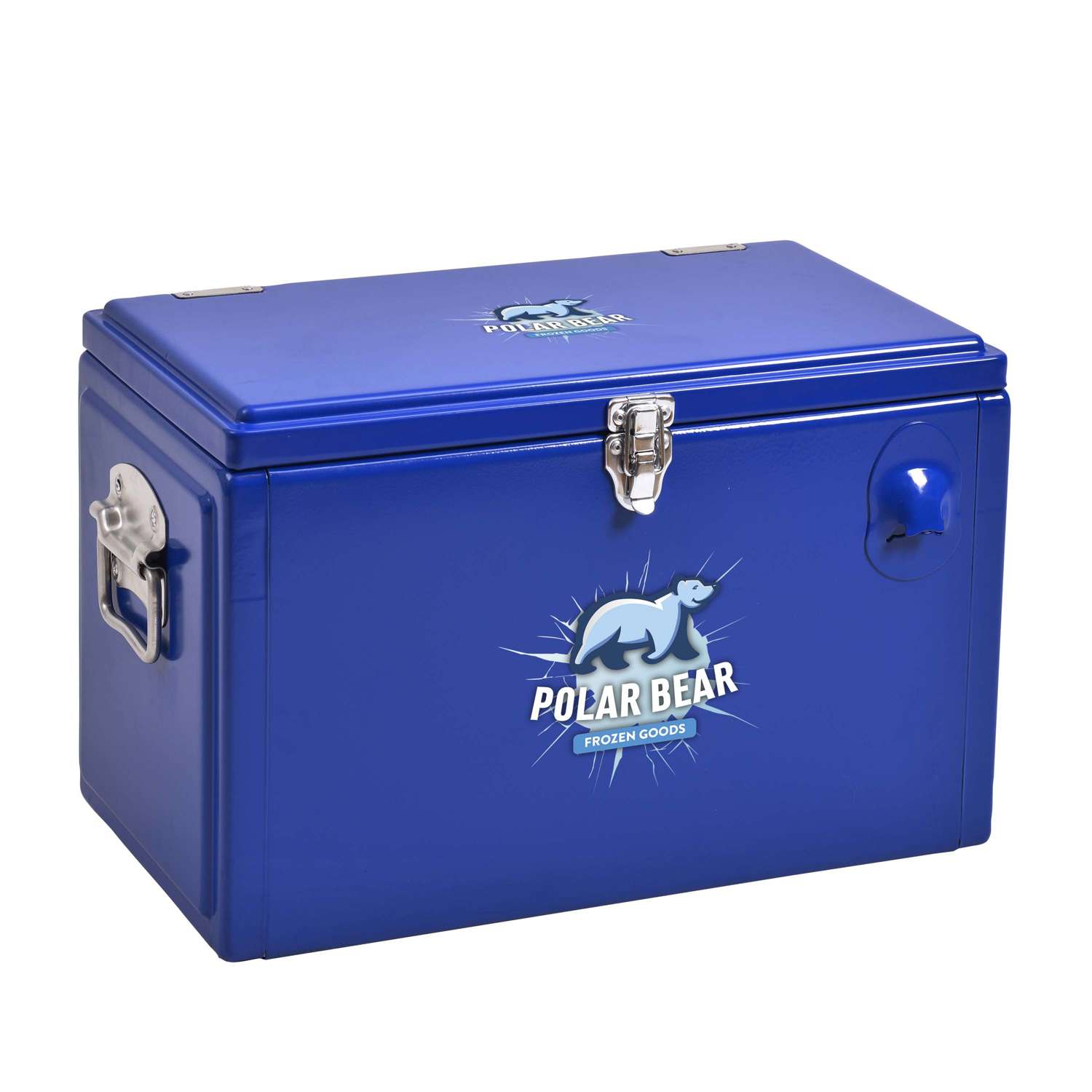 Metal Tool Box Cooler, Front & Top Imprint view 2