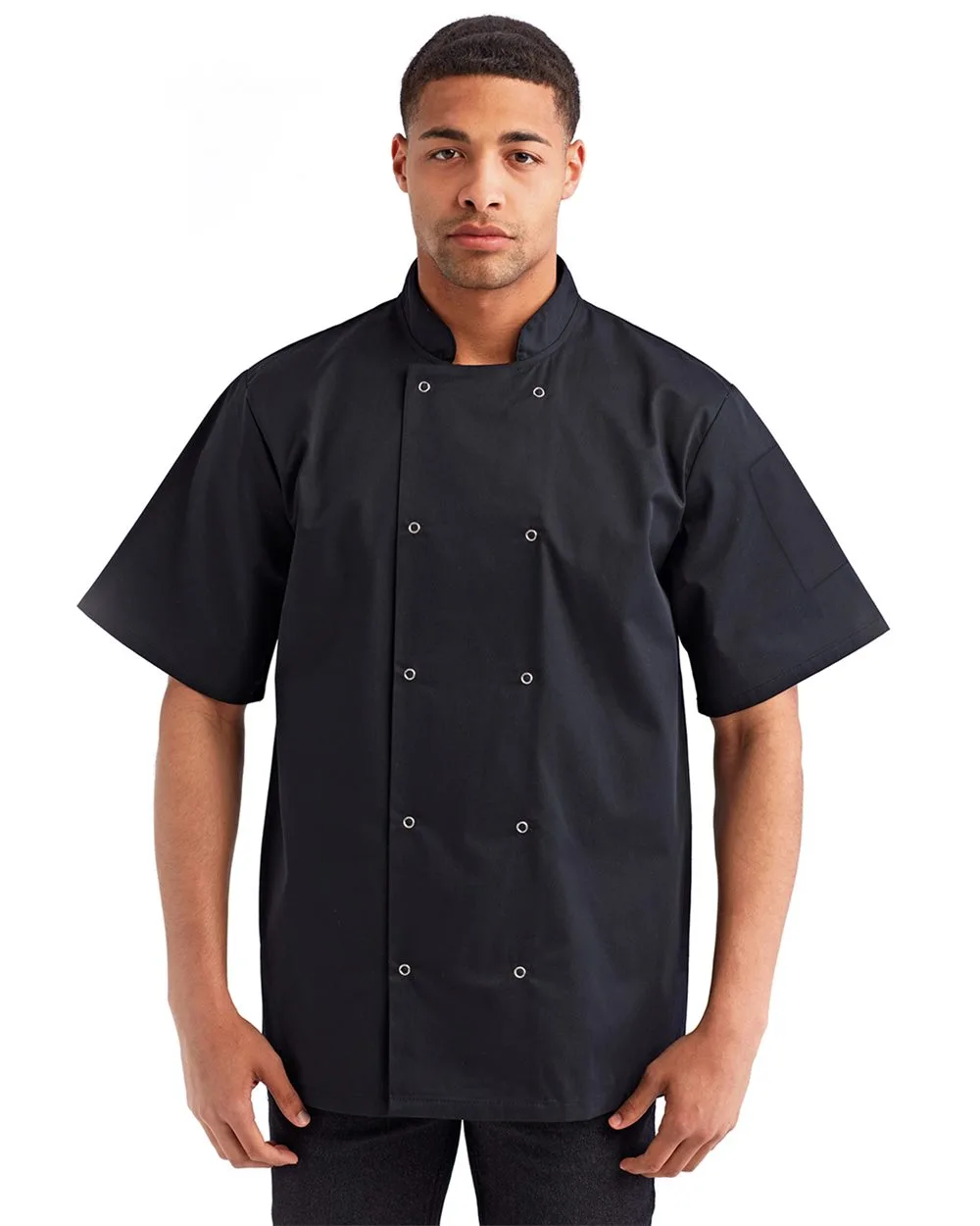 Artisan Collection by Reprime® Unisex Studded Front Short-Sleeve Chef's Jacket view 2