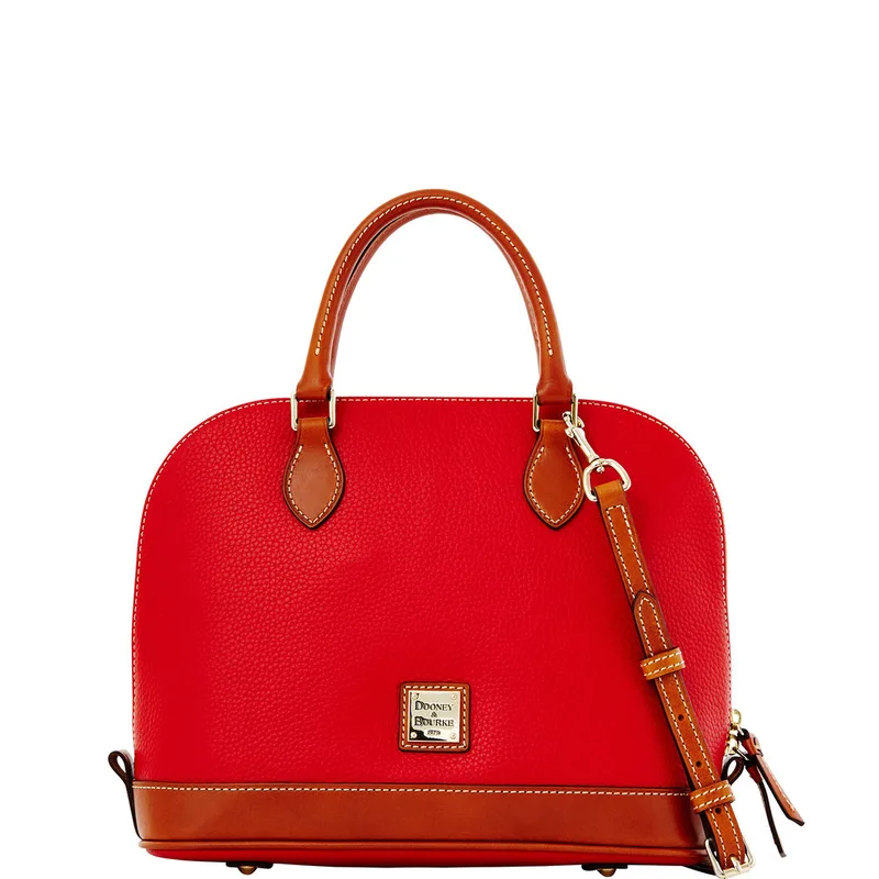 Dooney & Bourke Red Pebble Grain Zip Zip Satchel