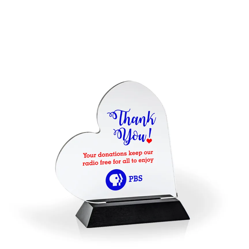Heart Award with Black Wood Base - UV Printed