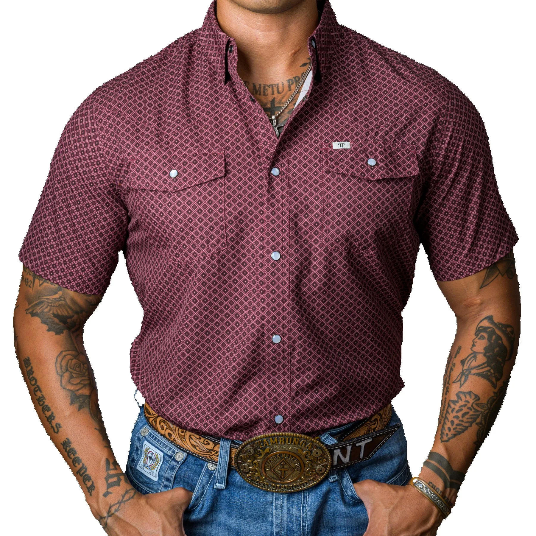 Men's Ferrell® Printed Short Sleeve Snap Shirt view 5