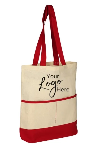 Accent Tote Bag with Pocket & 3" Gusset (16"x17"x3") view 2