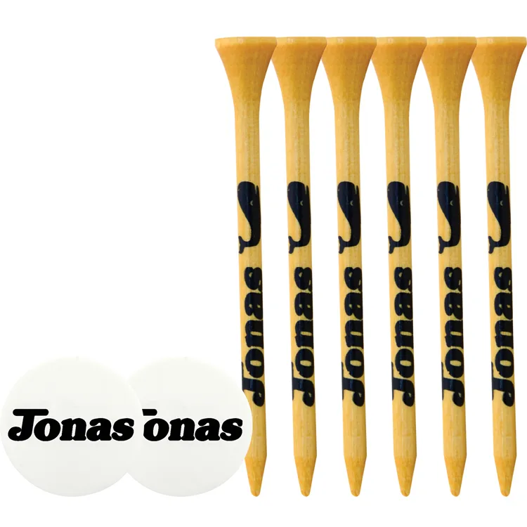 6 Wood Golf Tees and Ball Markers