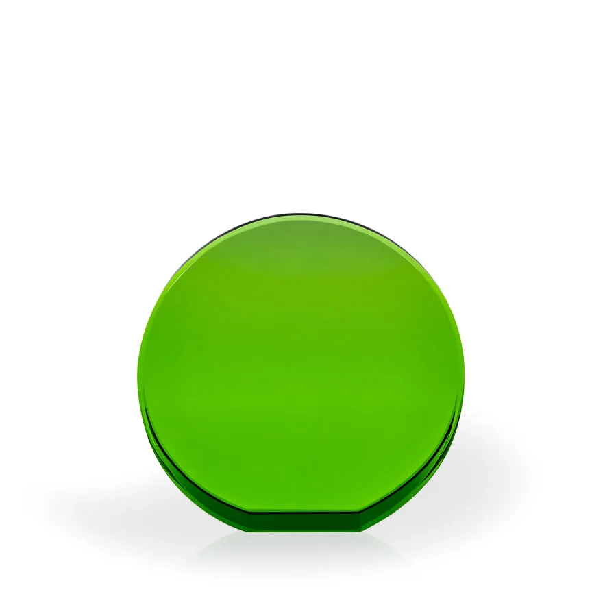 Brielle Green Crystal Beveled Circle with Flat Bottom, Large - UV Printed view 2