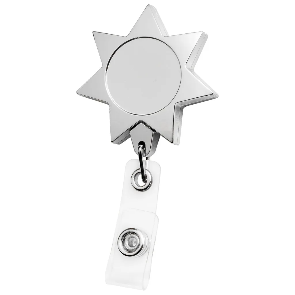 Metallic Finish 7 Point Star Retractable Badge Reel view 2