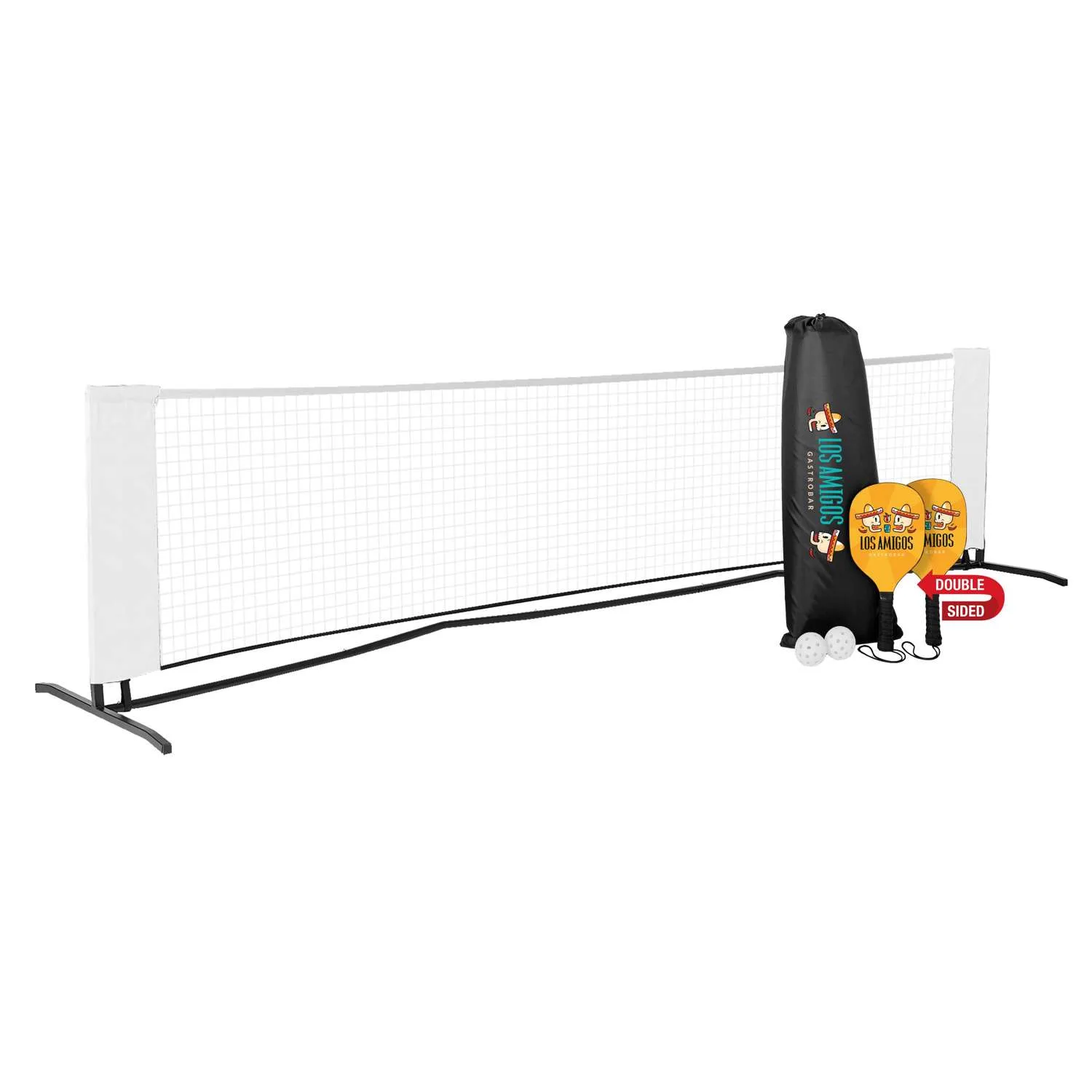 Pickleball Set Plus with Net, Double-Sided Paddles