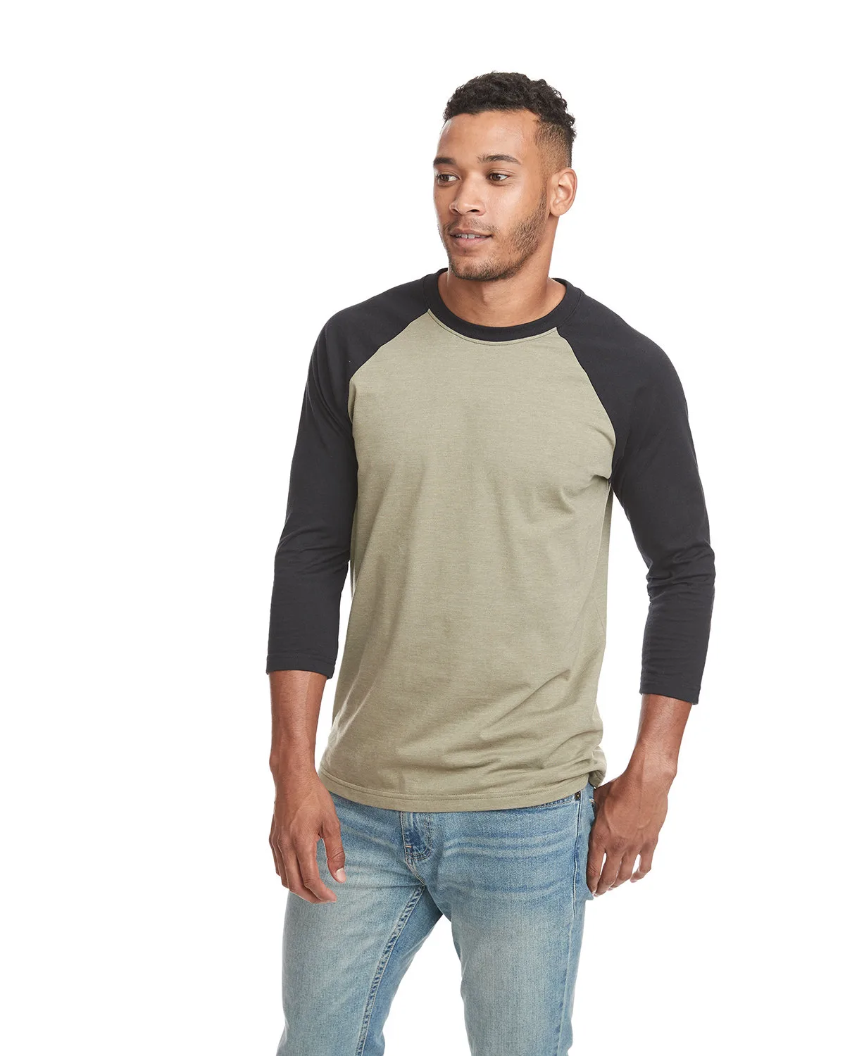 NEXT LEVEL APPAREL Unisex CVC Three-Quarter Sleeve Raglan Baseball T-Shirt view 2