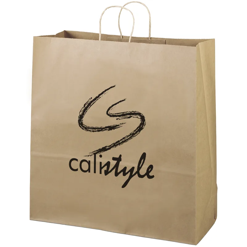 Eco Duke - Kraft-Brown Shopper - Flexo Ink Print (18" x 7" x 18 3/4")