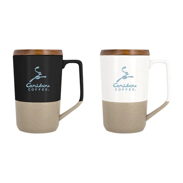 Rochester 15oz Two-Tone Ceramic Mug w/Wood Lid view 4