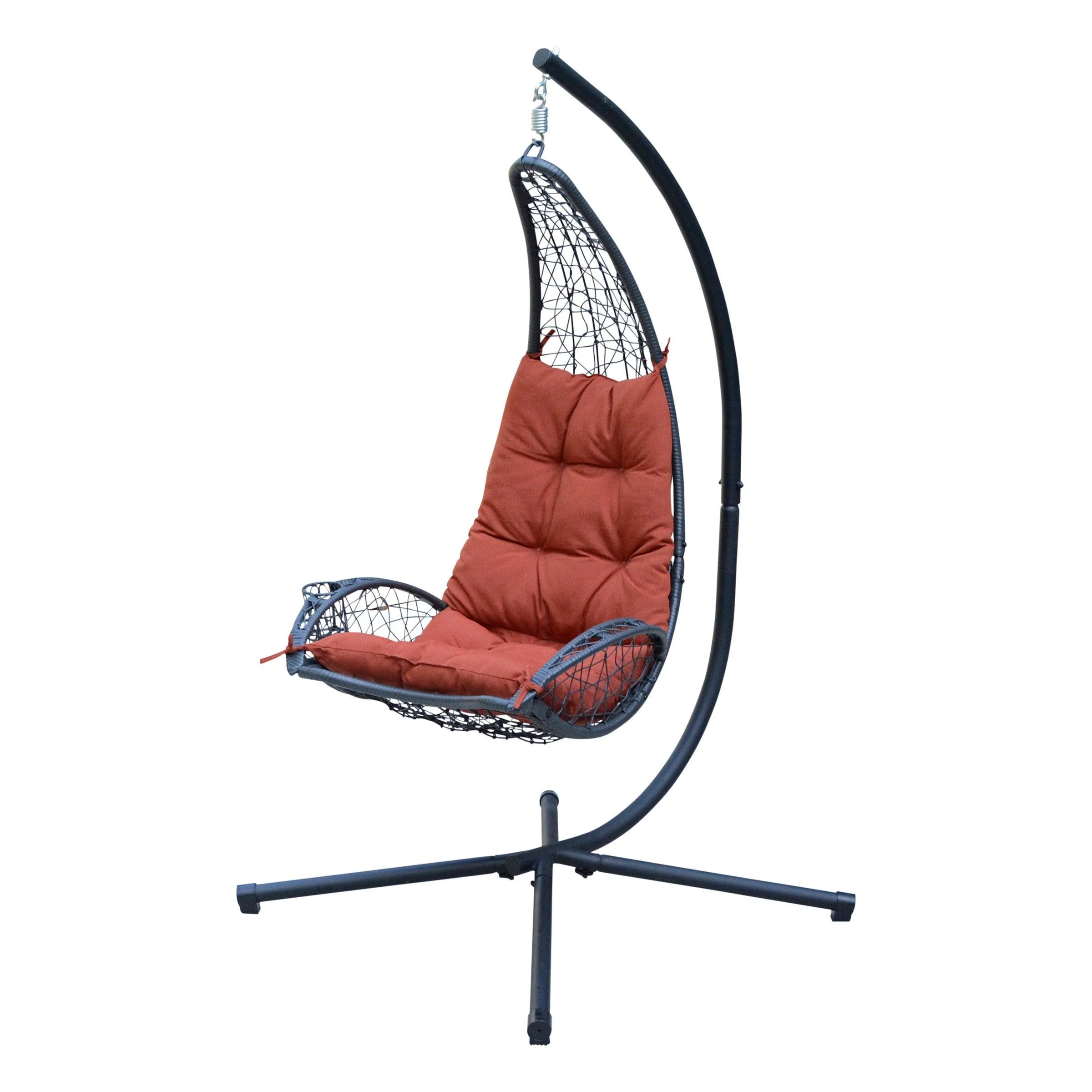 Algoma Cushioned Rattan Wicker Hanging Chair - Red