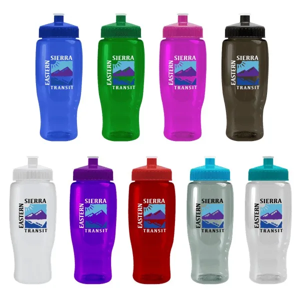 Pedal Pusher 27oz Recycled Transparent Contour Bottle w/Push-Pull Lid view 2