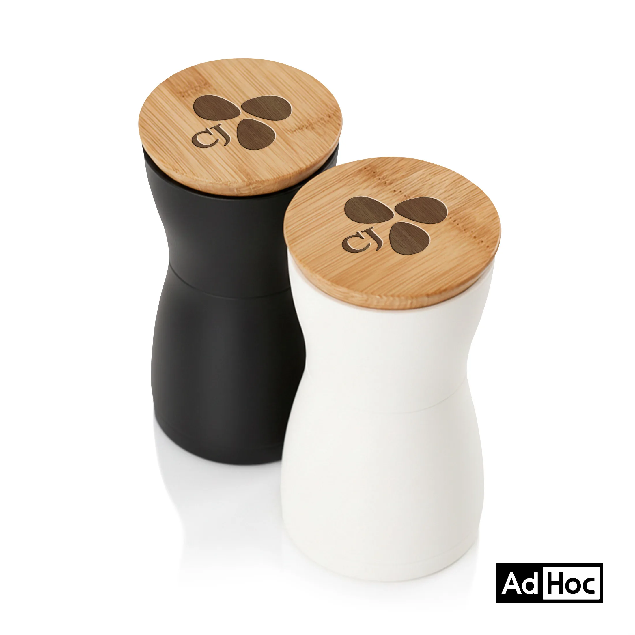 AdHoc® Twin Salt & Pepper Mill Set w/Oak Wood Lid — AdHoc® Twin Salt & Pepper Mill Set w/Oak Wood Lid
