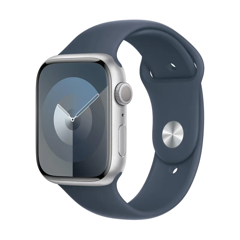Apple Watch Series 9 Gps 41Mm Silver Aluminum Case W/ Storm Blue S/M Sport Band