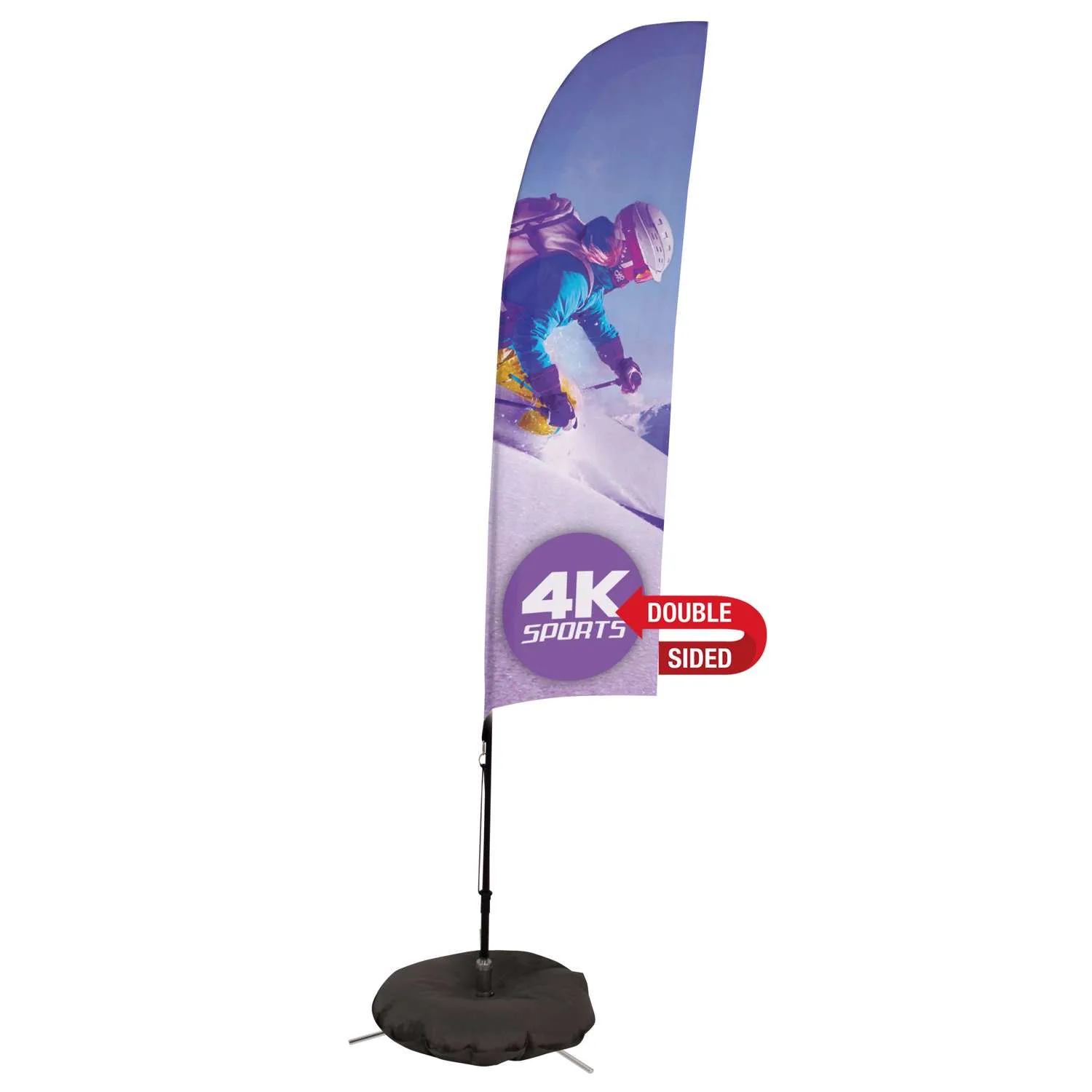 7' Streamline Blade Sail Sign Flag, 2-Sided, Scissor Base