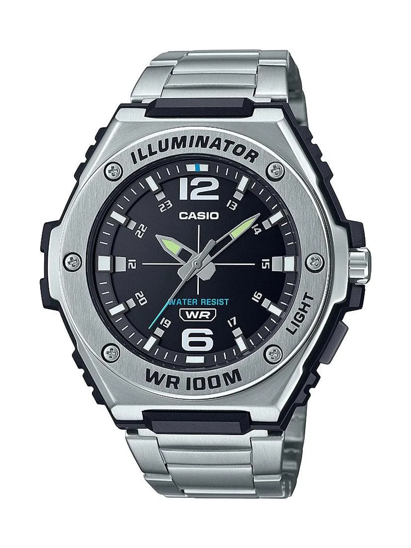 Casio Mens Dress Heavy-Duty Stainless Steel Analog Watch Black Dial