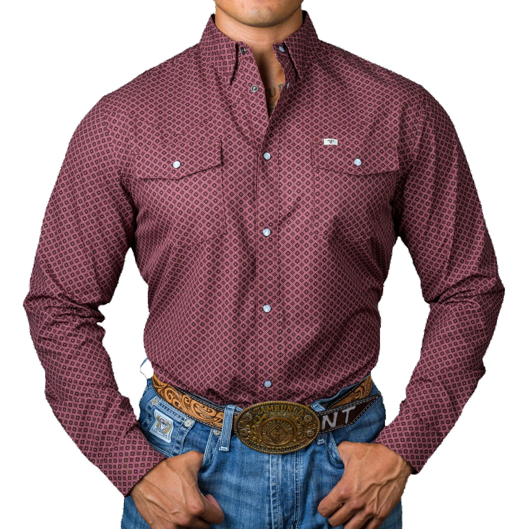 Men's Ferrell® Printed Long Sleeve Snap Shirt view 3