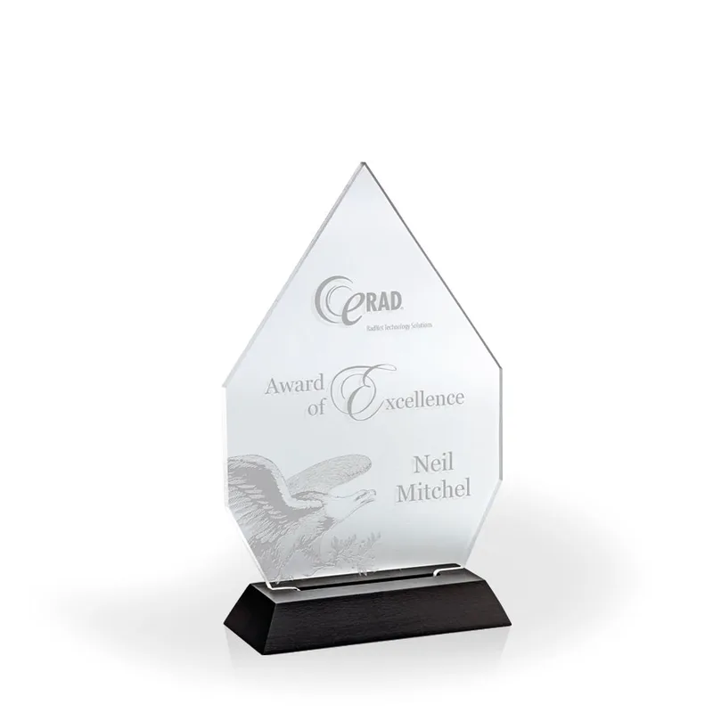 Royal Diamond Award with Black Wood Base, Large - Engraved