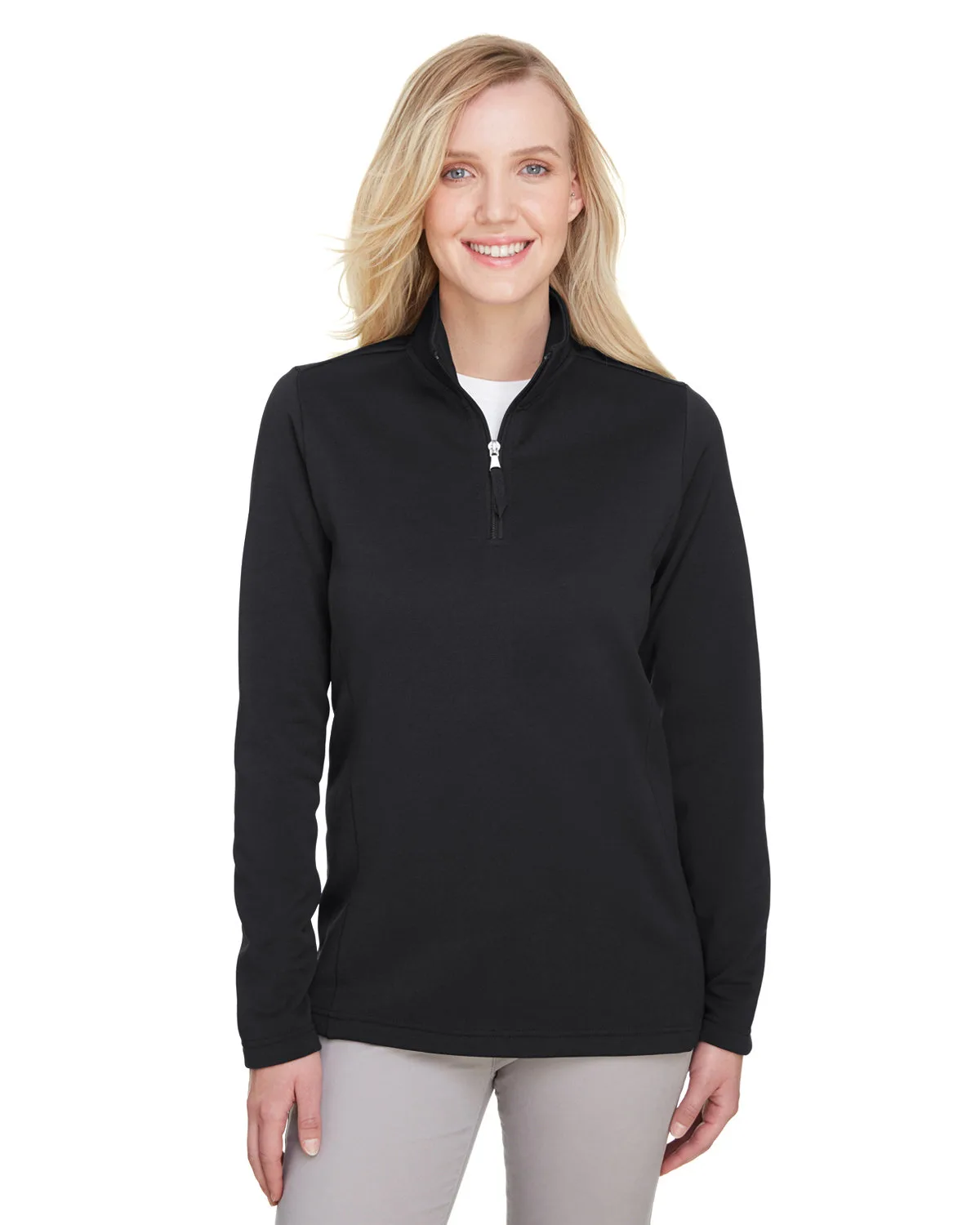 ULTRACLUB Ladies' Coastal Pique Fleece Quarter-Zip