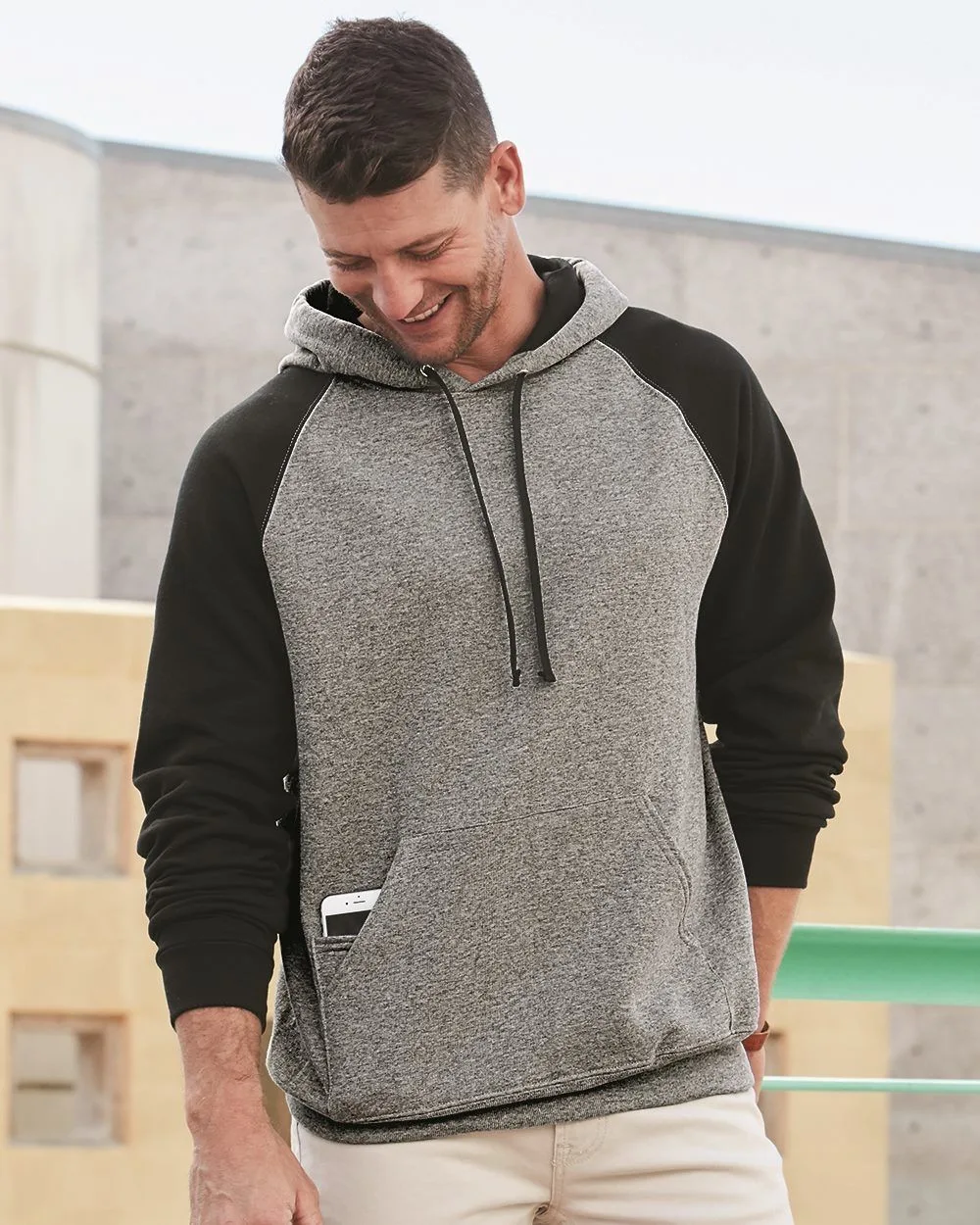 Jerzees® Nublend® Colorblocked Raglan Hooded Sweatshirt view 5