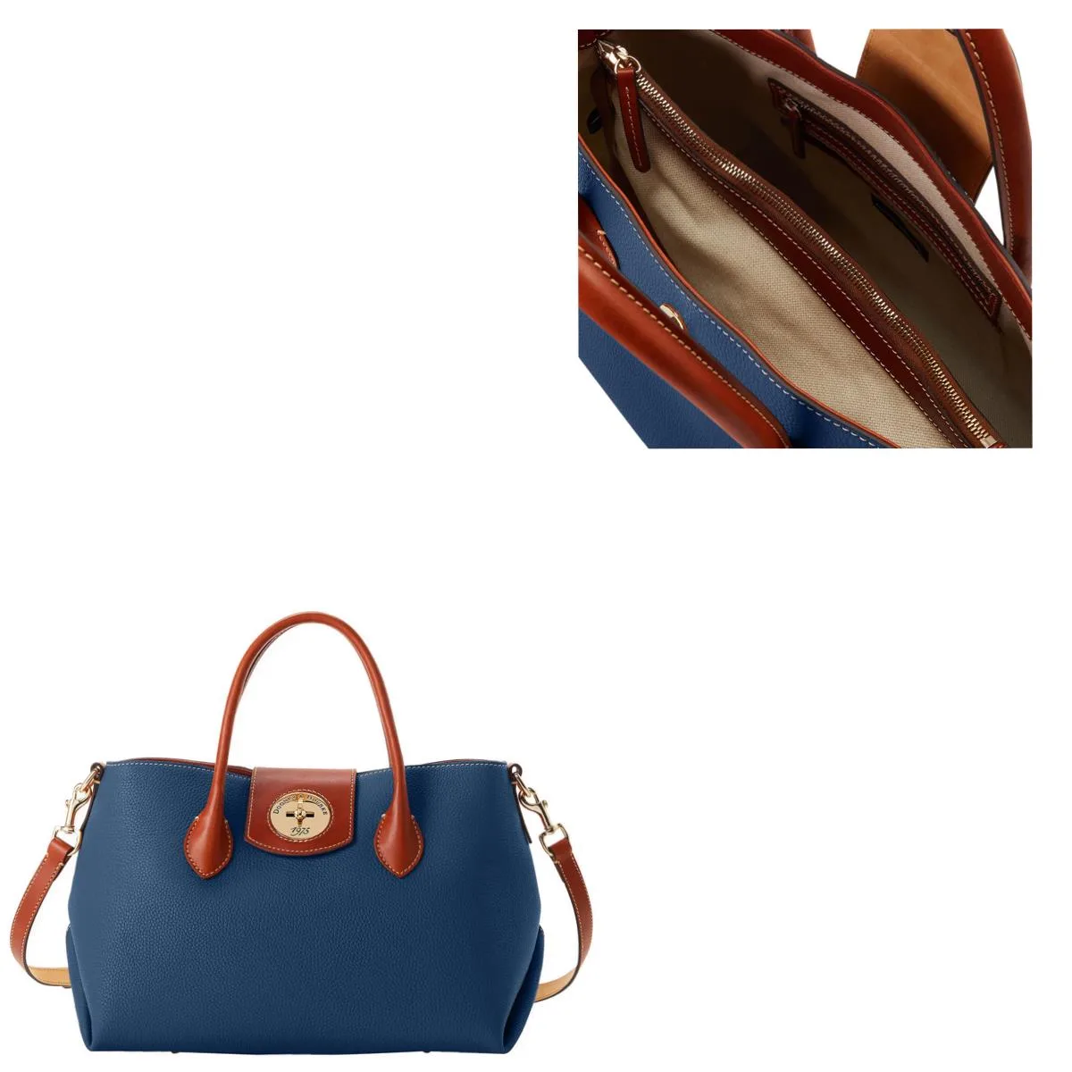 Dooney & Bourke Blue Pebble Turnlock Handle Tote 30