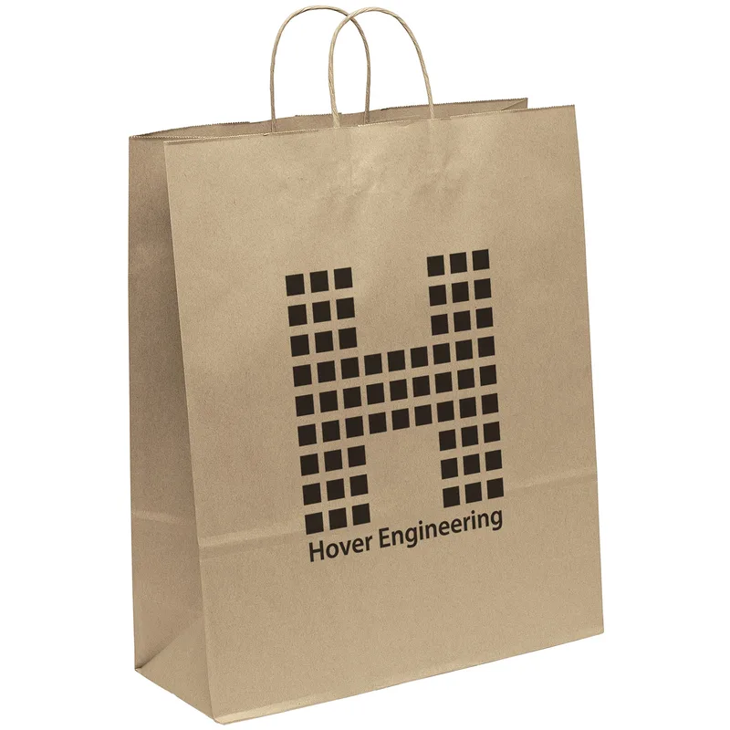 Eco Stephanie - Kraft-Brown Shopper - Flexo Ink Print (16" x 6" x 19")