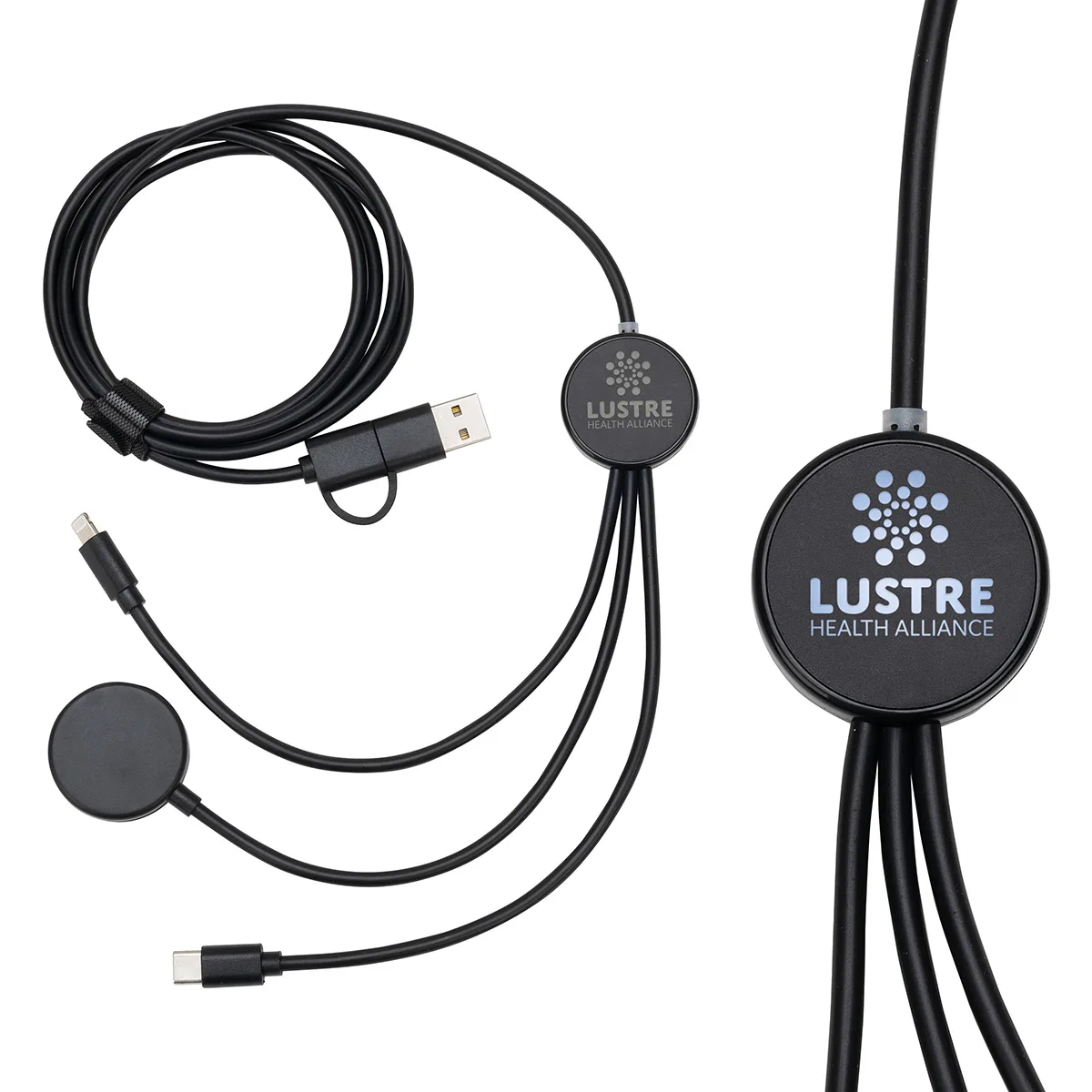 Infinity 5-in-1 59" Charging Cable with Watch Charger & Light-Up Logo