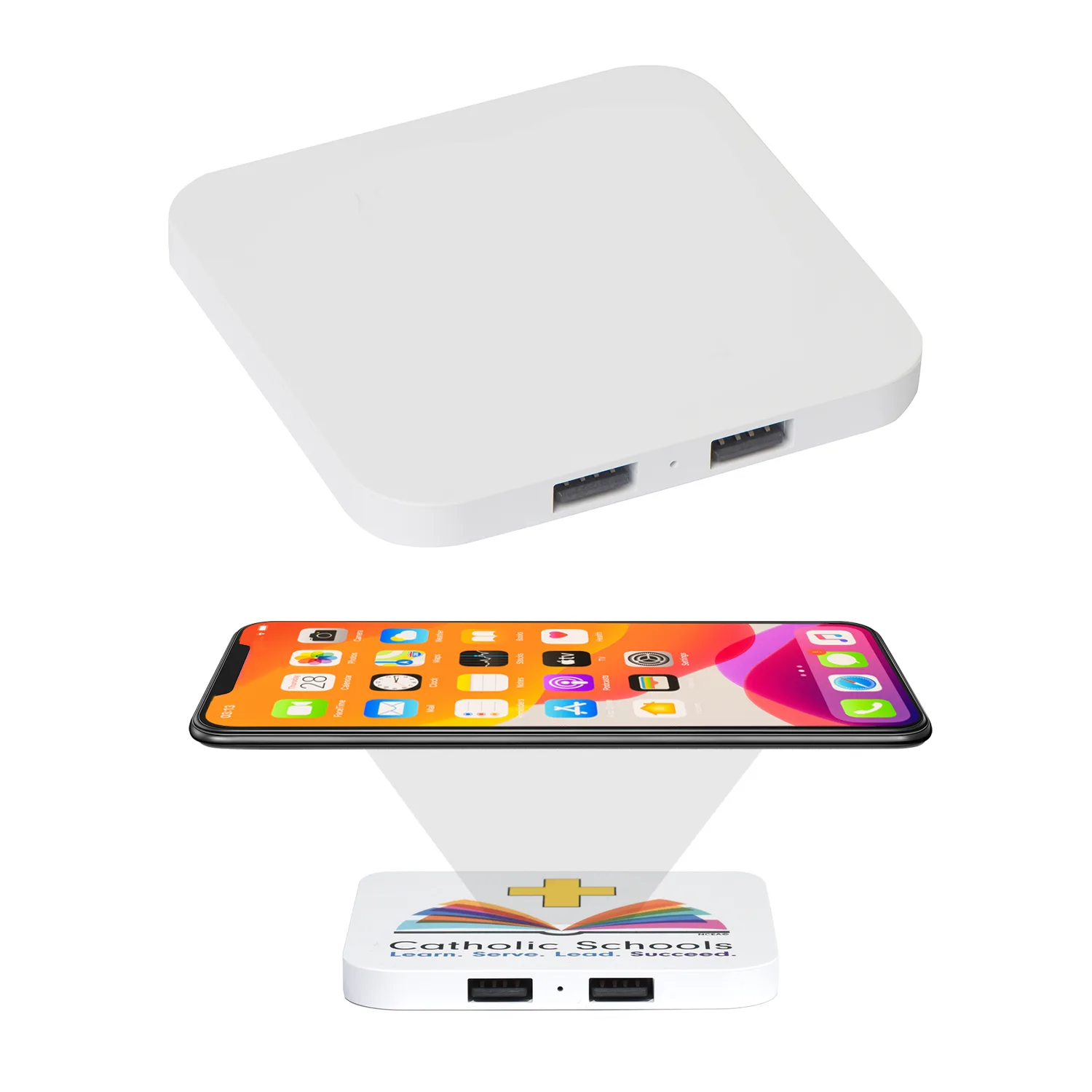 10 Watt Wireless Charger with 2 USB Ports view 2