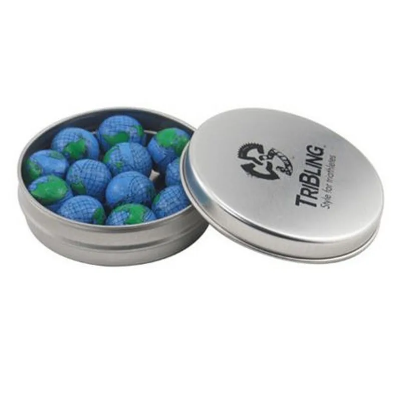 Round Tin with Chocolate Globes-1.7 Oz.