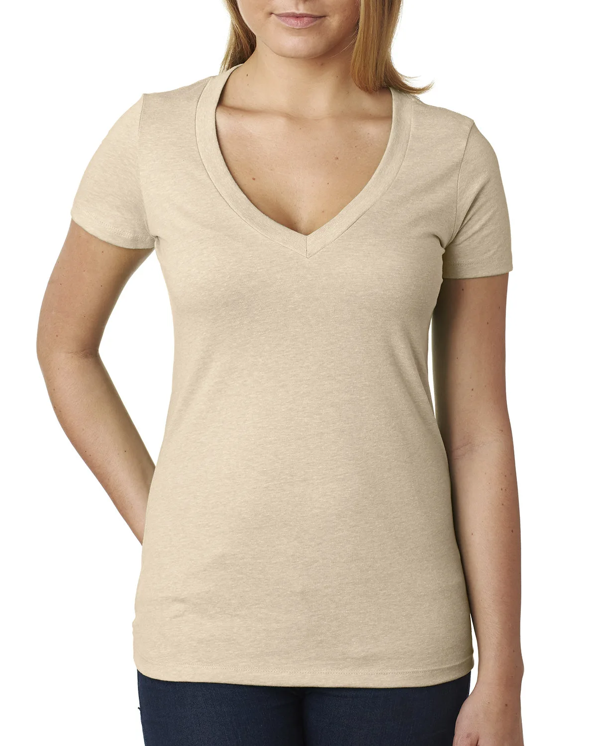 NEXT LEVEL APPAREL Ladies' CVC Deep V-Neck T-Shirt view 3