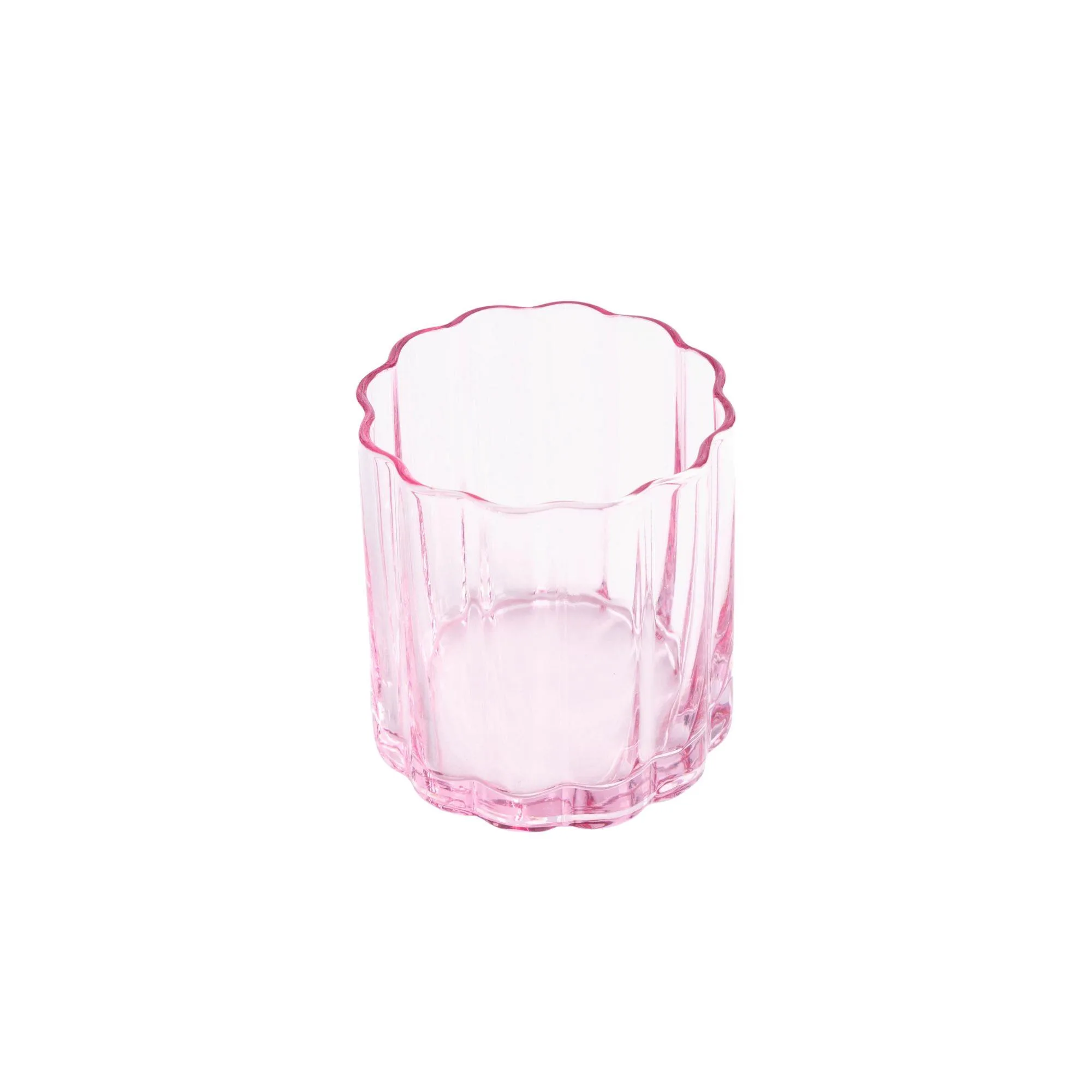 Jeanne Fitz Jeanne Fitz Scalloped Rim Fluted Short Tumbler Glass Set Of 4 8Oz Blush