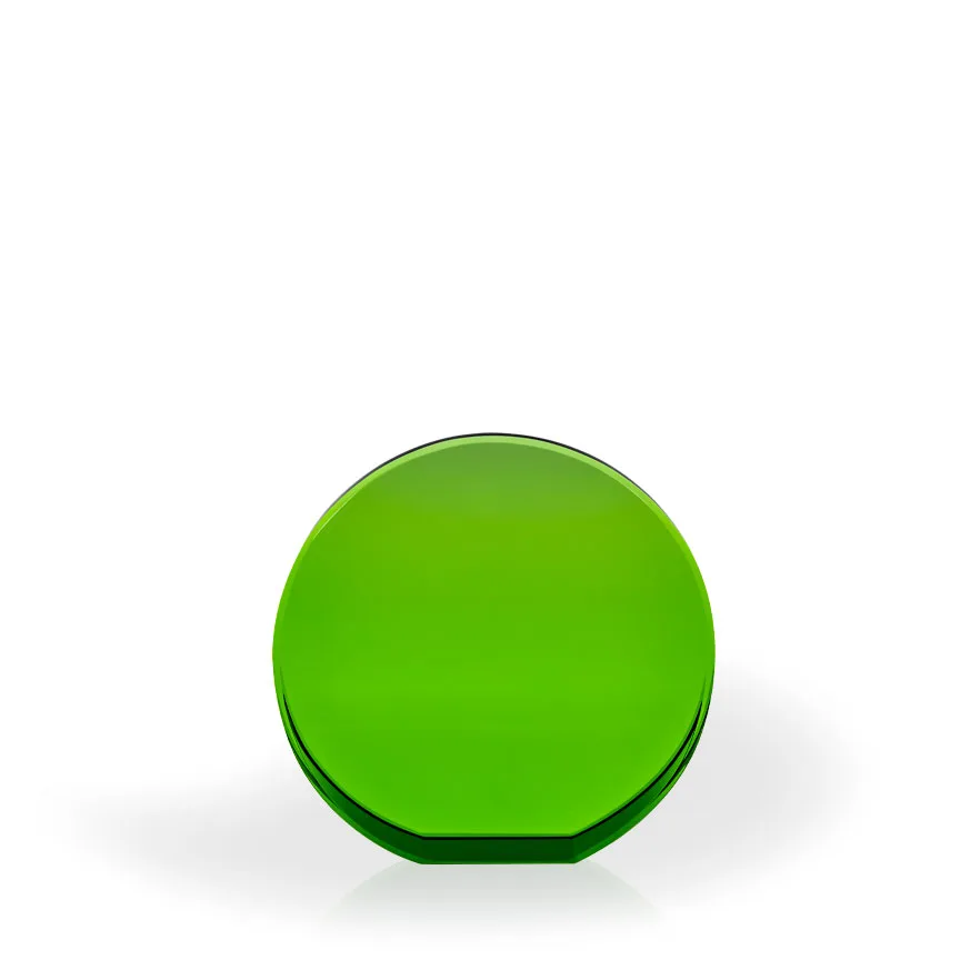 Brielle Green Crystal Beveled Circle with Flat Bottom, Small - UV Printed view 2