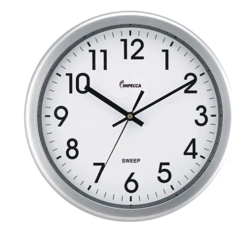 Impecca 12" Quiet Movement Wall Clock Silver