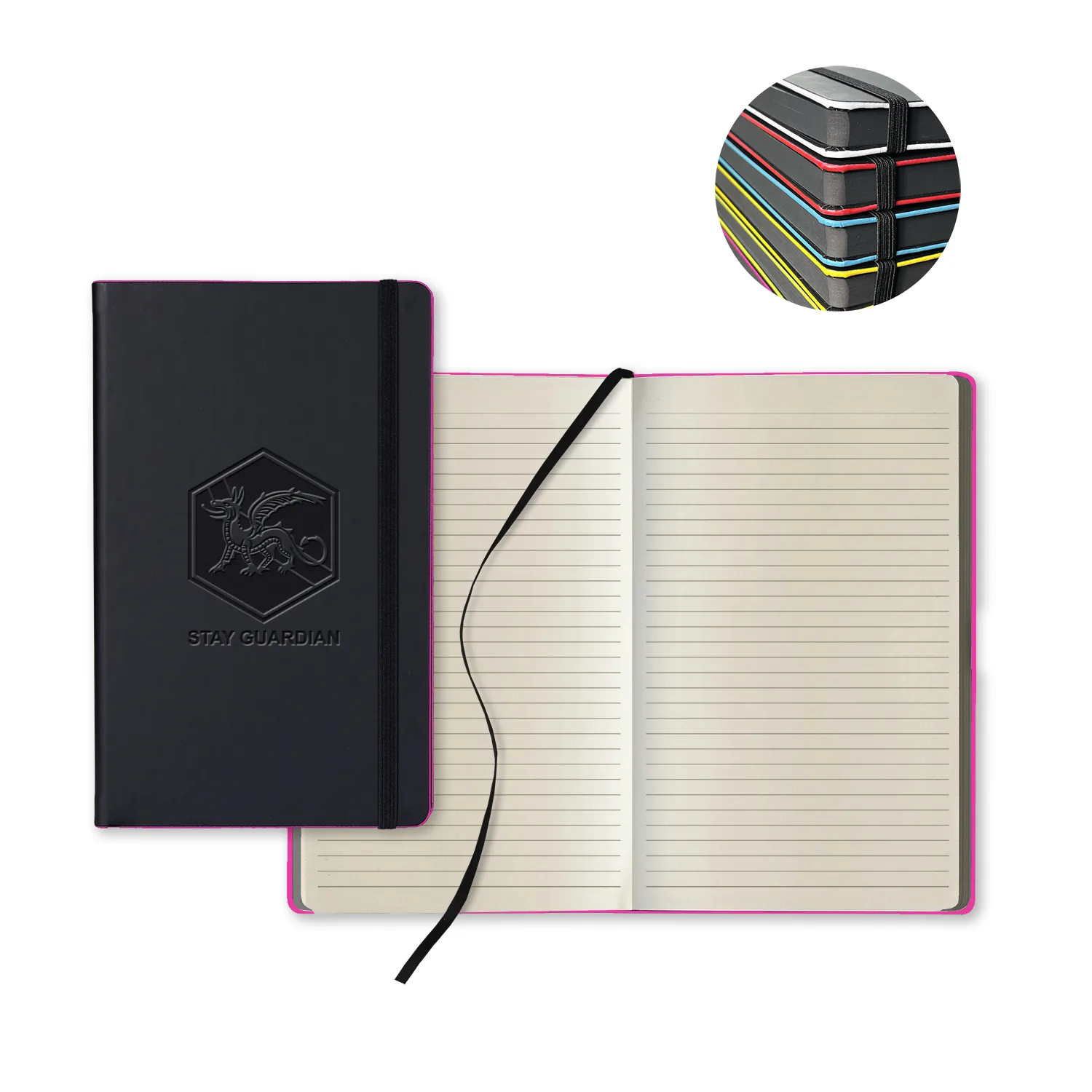 Castelli Black Laser Medio Lined Ivory Page Journal view 7