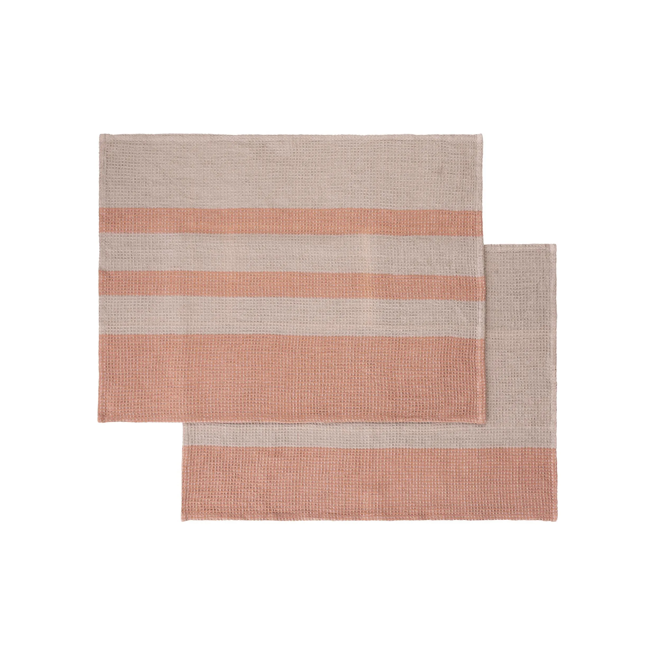 Blomus Gano Organic Cotton Waffle Tea Towels Set Of 2 - Dove Cedar Wood Brown