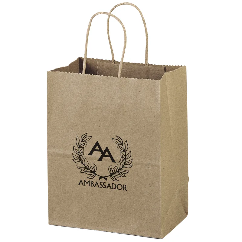 Eco Mini - Kraft-Brown Shopper - Flexo Ink Print (8" x 4 1/2" x 10 3/4")