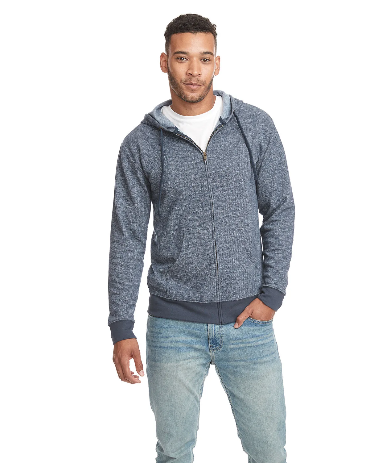 NEXT LEVEL APPAREL Adult Pacifica Denim Fleece Full-Zip Hooded Sweatshirt view 2