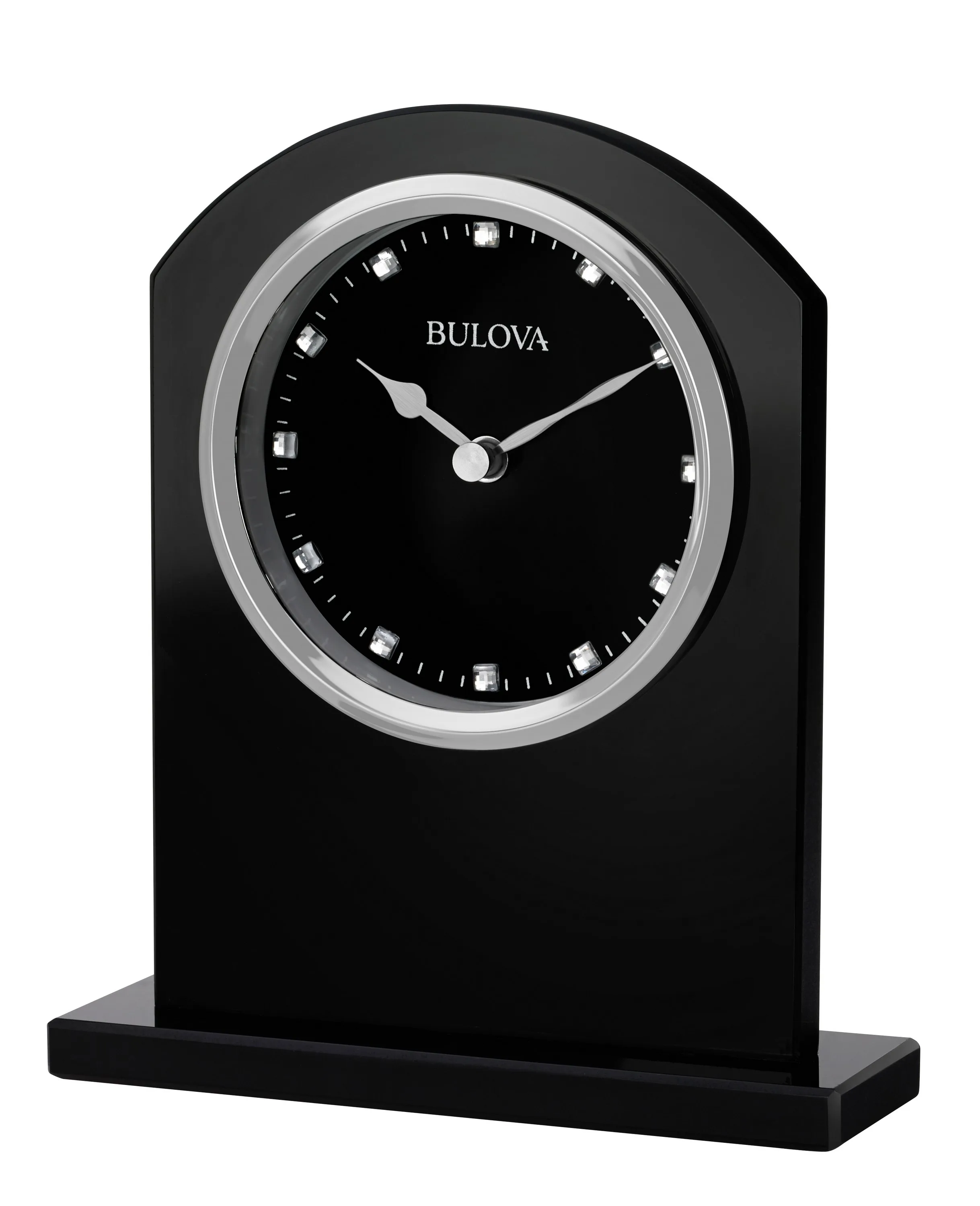 Bulova Clocks Ebony Crystal Tabletop Clock