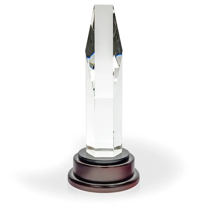 Paramount Crystal Tower Award with Wood Base view 2
