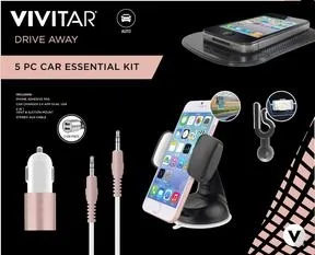 Vivitar® Rose Gold 5 Piece Car Essential Kit w/Phone Mounts