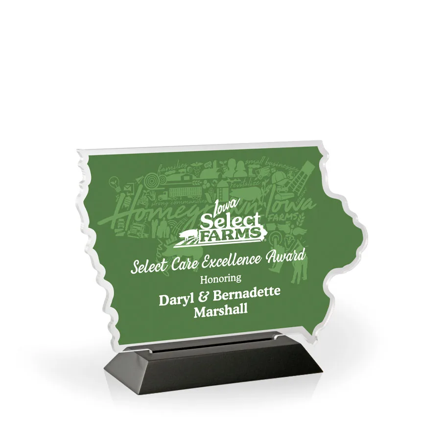 Iowa Award with Black Wood Base - UV Print