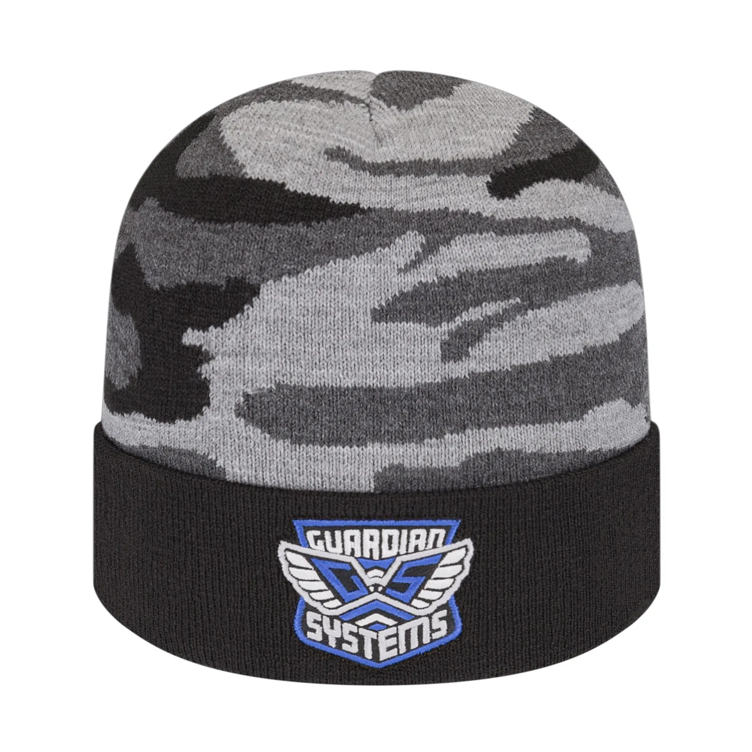 Urban Camouflage Knit Cap with Solid Color Cuff