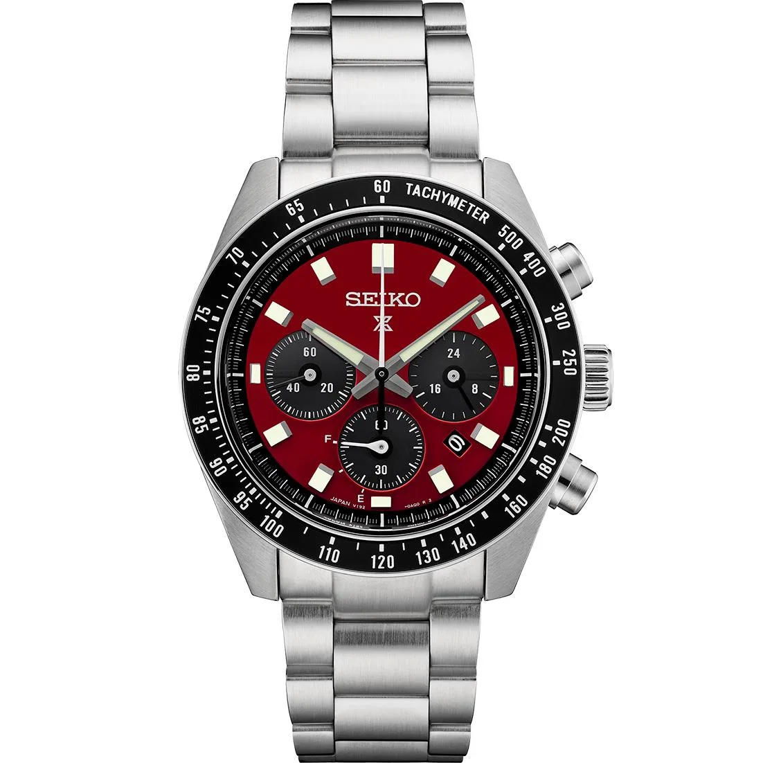 Seiko Watch Prospex Speedtimer Ss Solar Chrono Red Dial U.S. Se