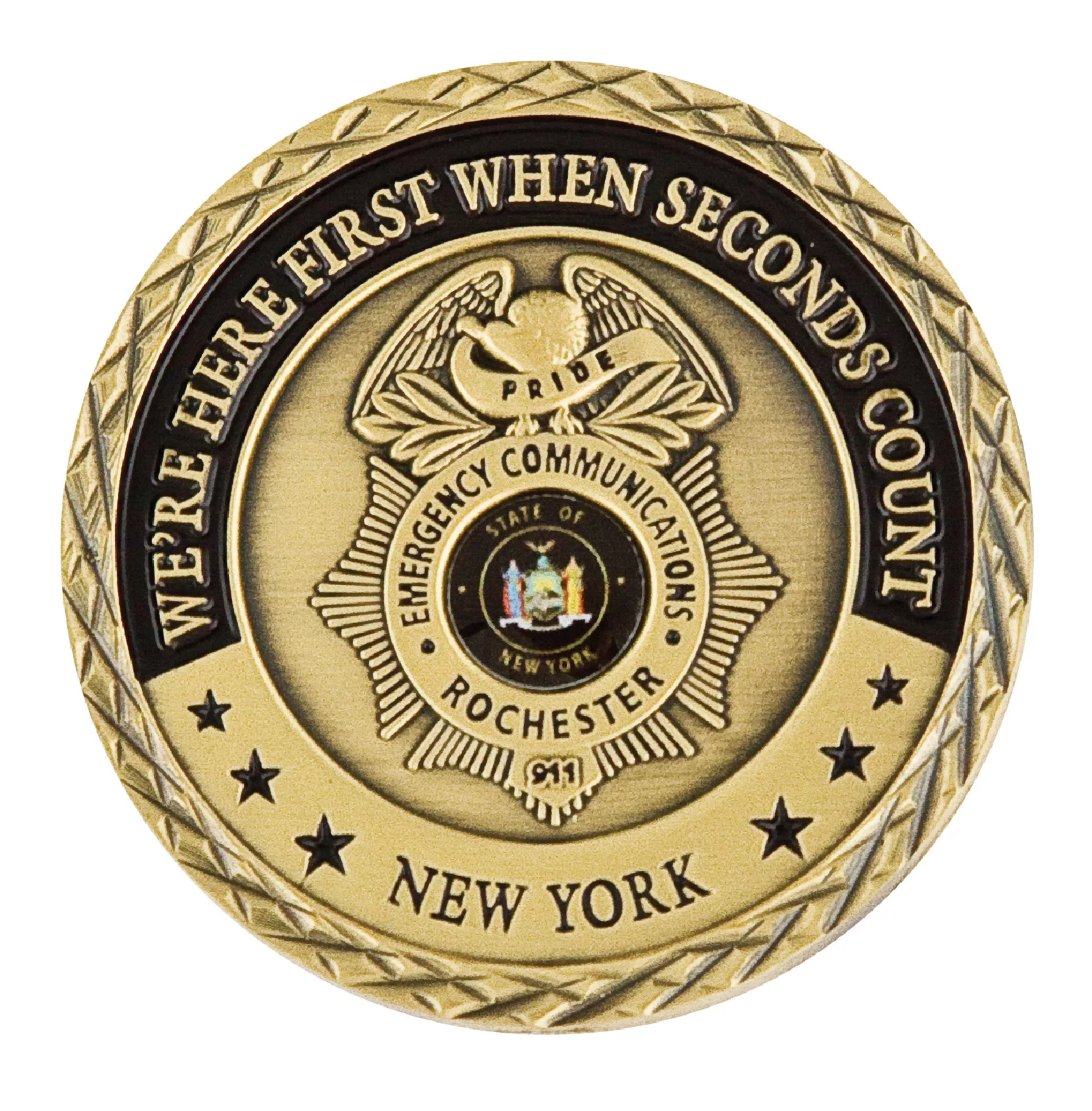 1.5" Brass Challenge Coin w/Antique Gold Plating view 2