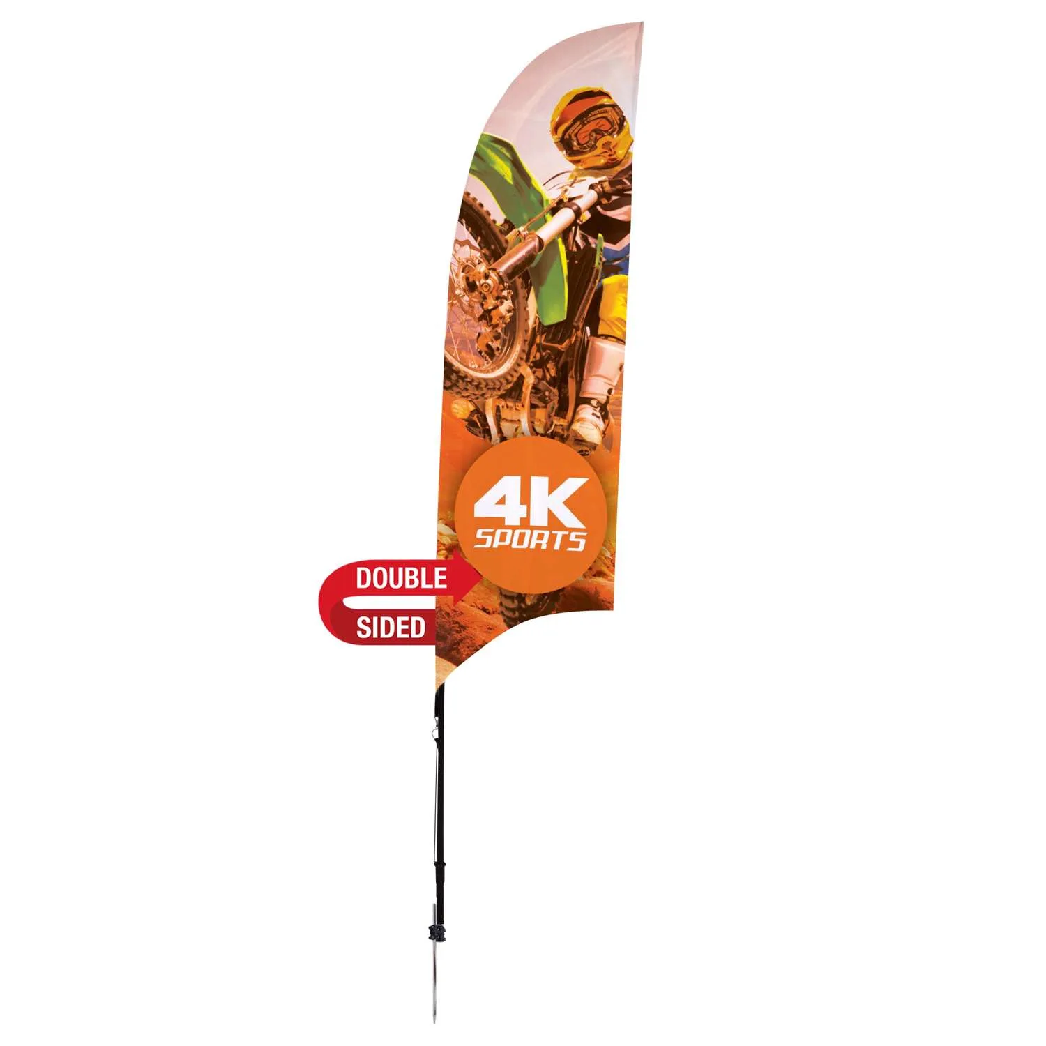 7' Streamline Razor Sail Sign Flag, 2-Sided, Ground Spike