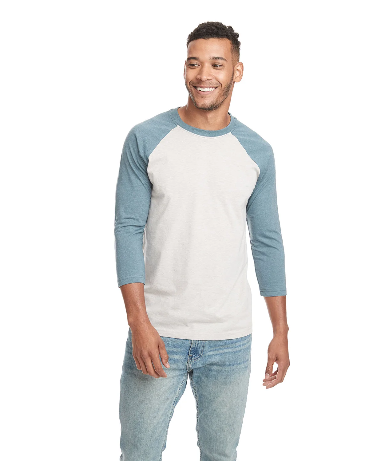NEXT LEVEL APPAREL Unisex CVC Three-Quarter Sleeve Raglan Baseball T-Shirt view 3