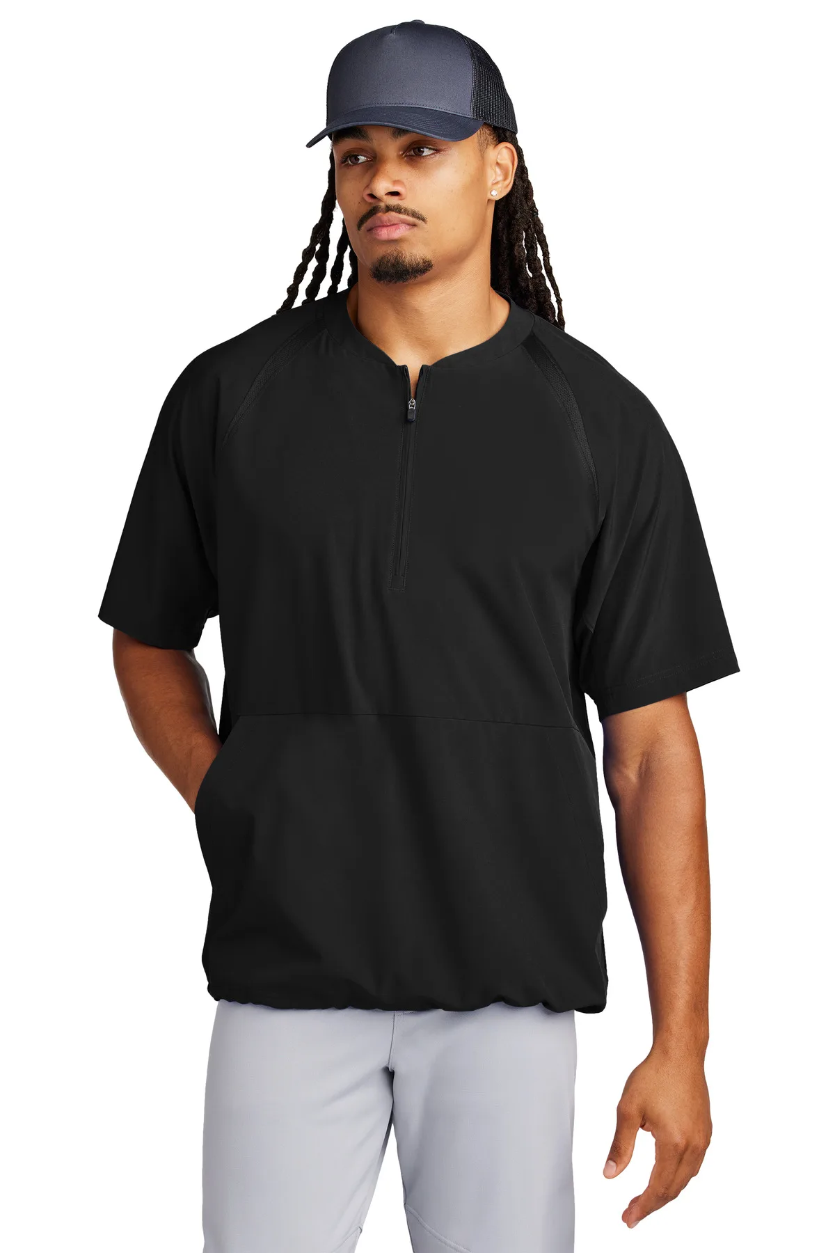 Sport-Tek® Repeat 1/2-Zip Short Sleeve Jacket — Black