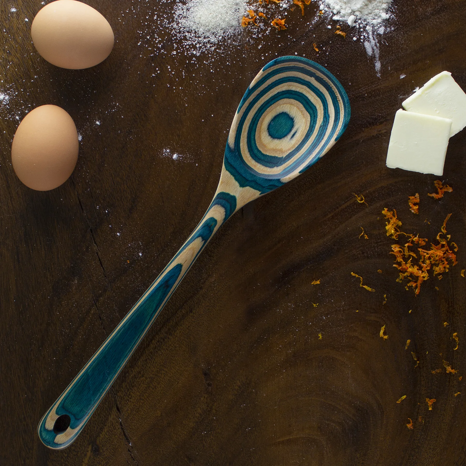 Teal Blue/Natural Wood Beige