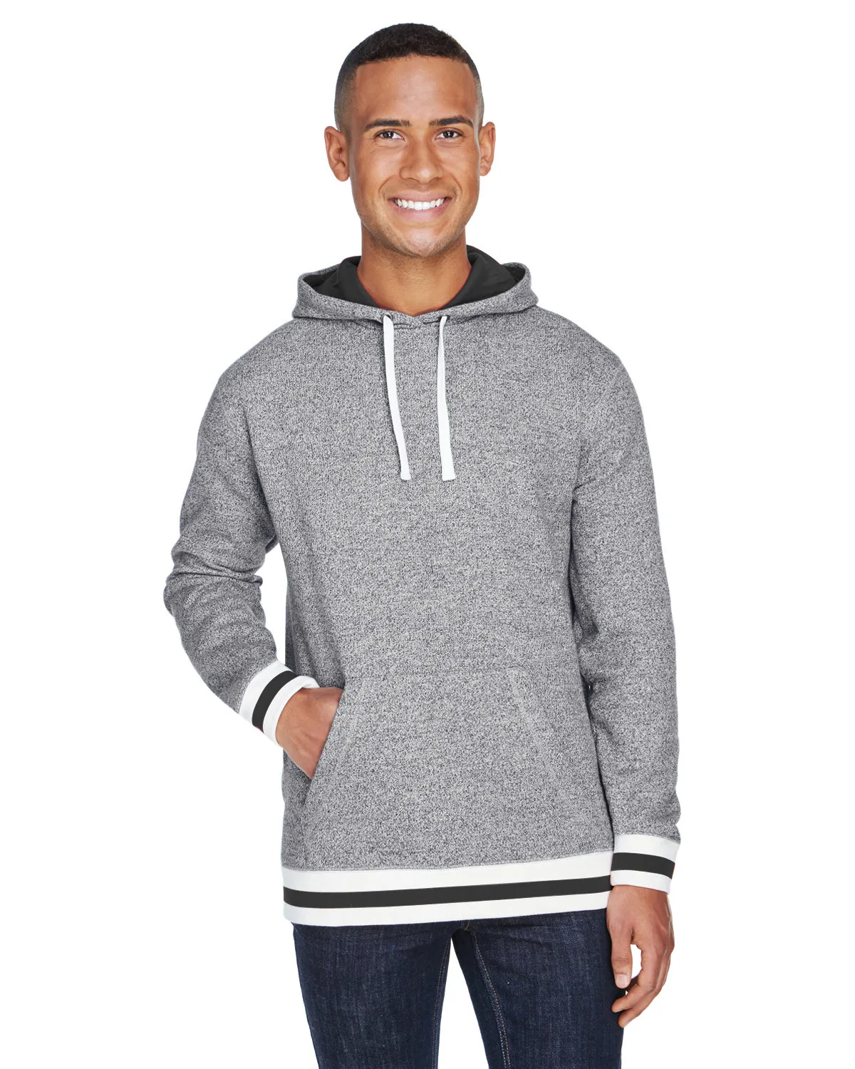 J AMERICA Adult Peppered Fleece Lapover Hooded Sweatshirt view 2