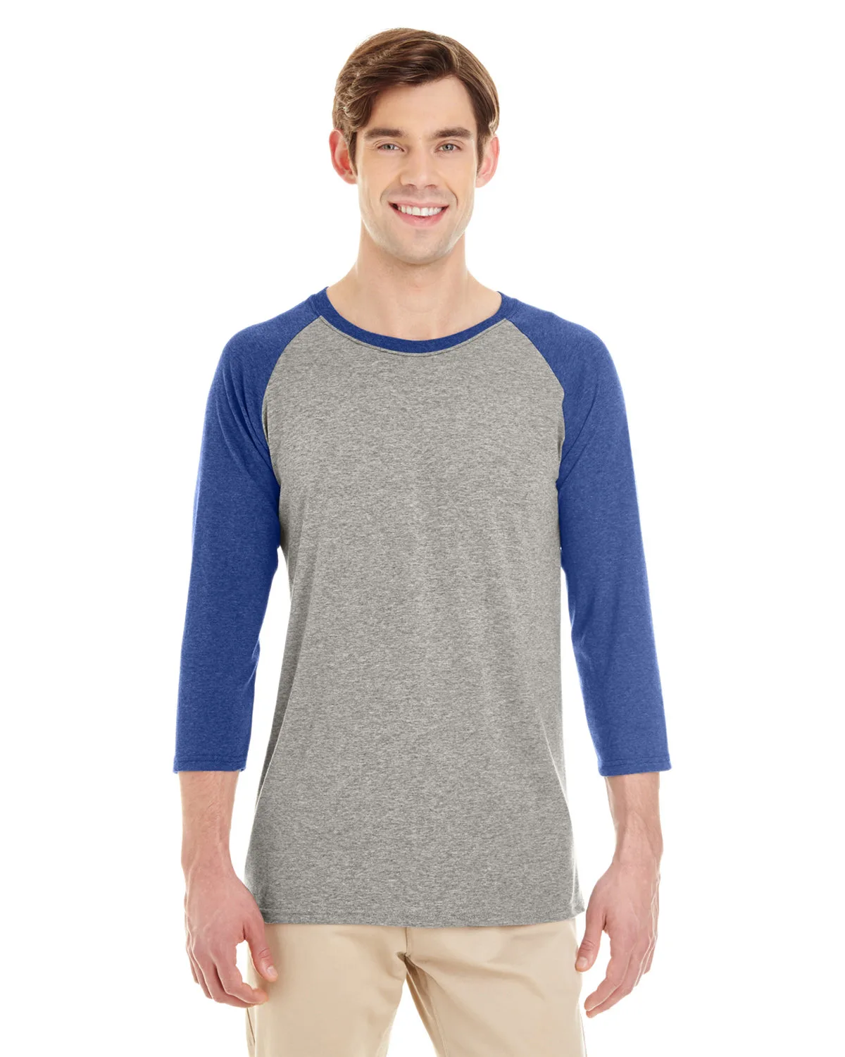 Jerzees Adult TRI-BLEND Baseball Raglan view 6